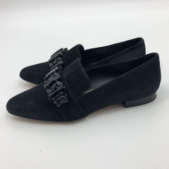 Karl Lagerfeld Shoes - Karl Lagerfeld Black Suede Jewel Loafers Flats 7M